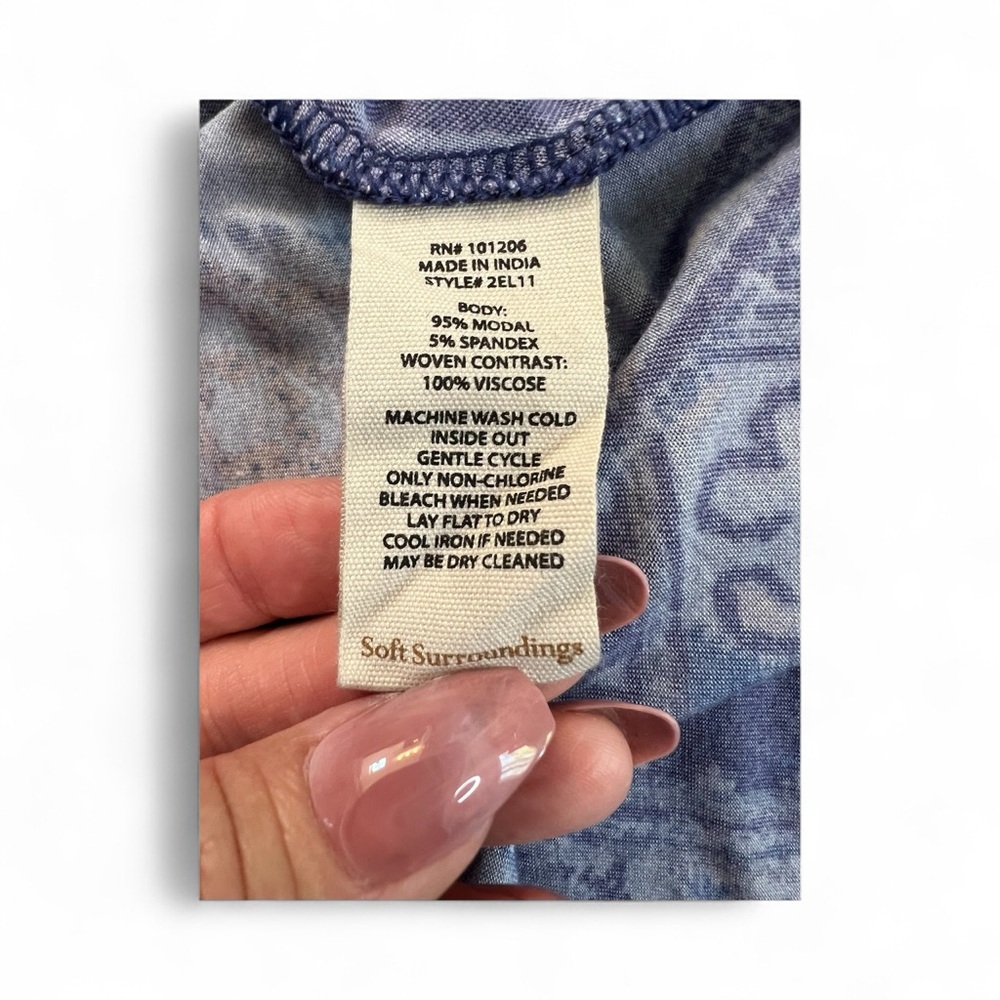 🆕 💙🌸 NWOT SOFT SURROUNDINGS Sitarra Blue Floral Jersey Knit Maxi Dress | Sz M - Picture 11 of 11